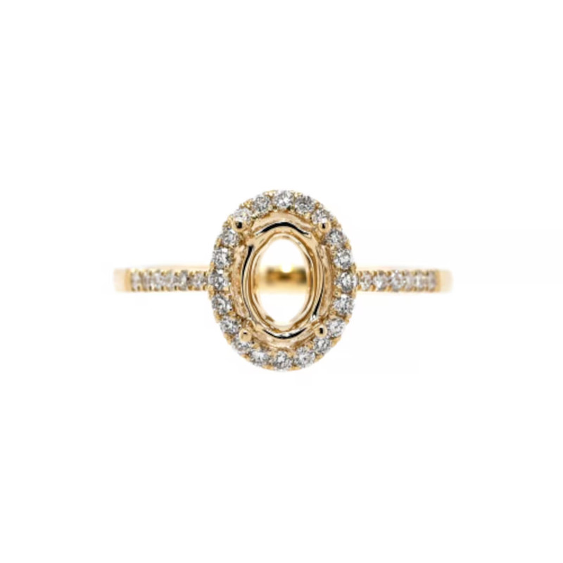 7x5mm Oval Semi Mount Ring 925 Sterling Silver Solitaire Halo Cz Accent Ring