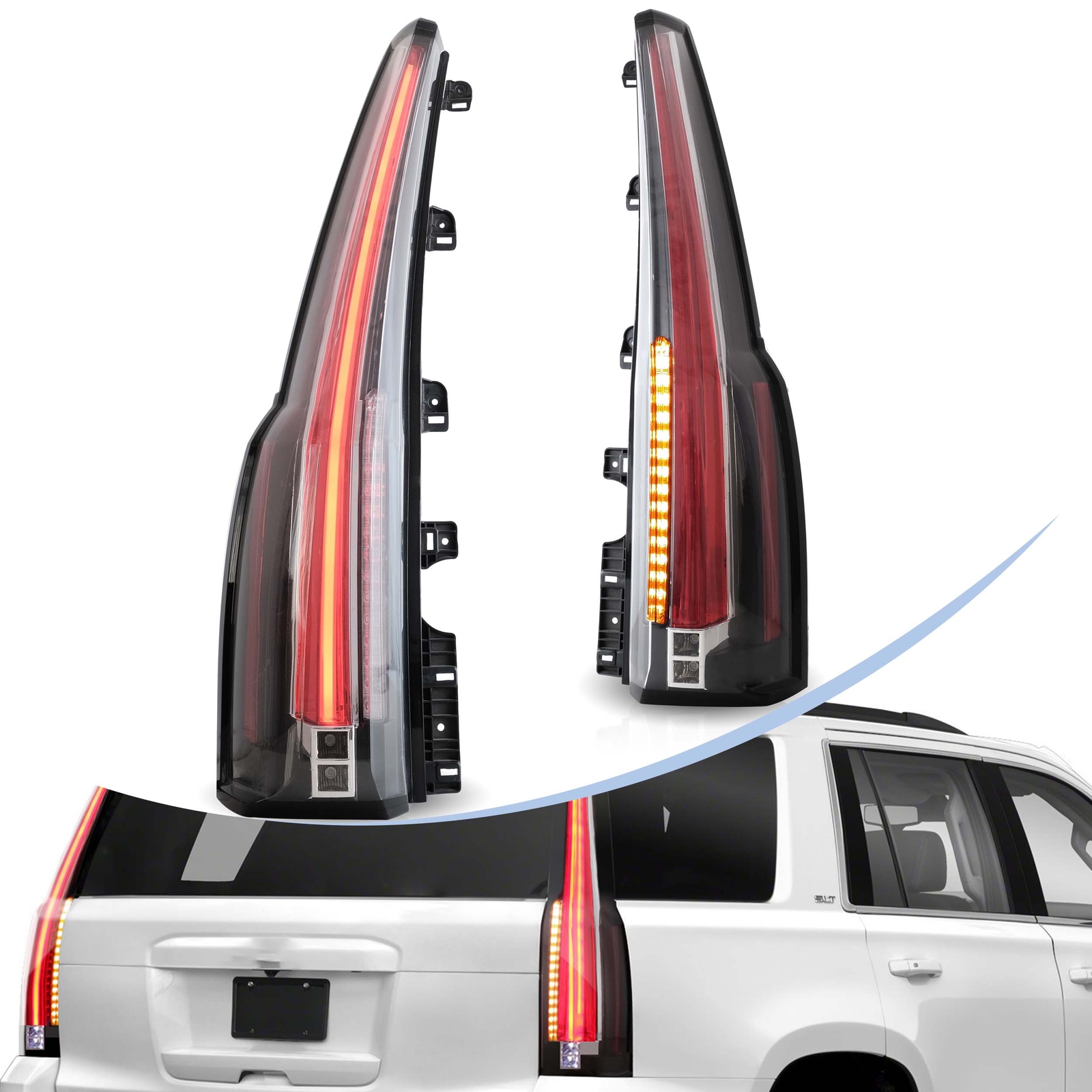 For 2015-2020 GMC Yukon Tail Lights LED Rear Brake Lamps Cadillac Escalade Style