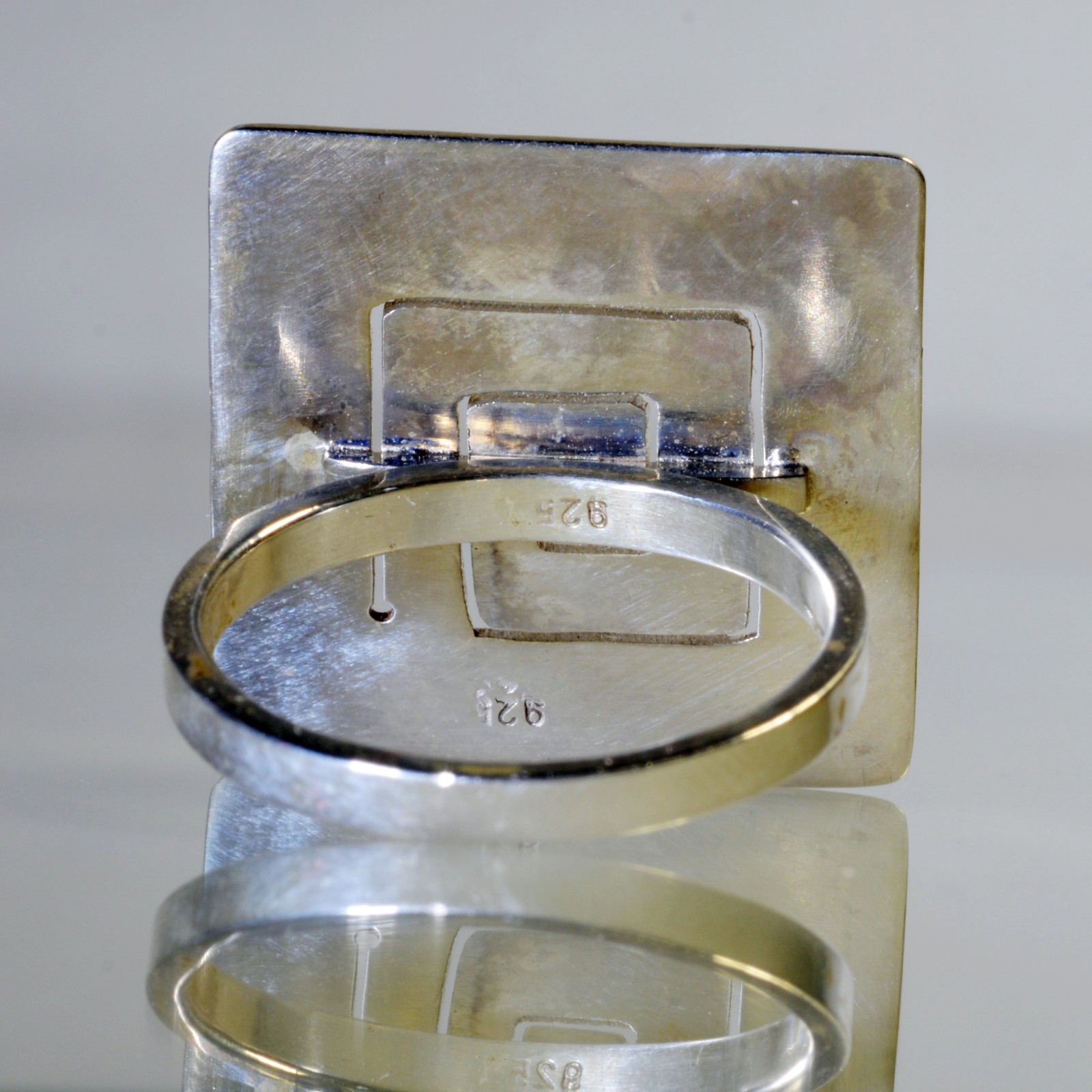 Designer Handmade Sterling Silver Square Ring Size 8
