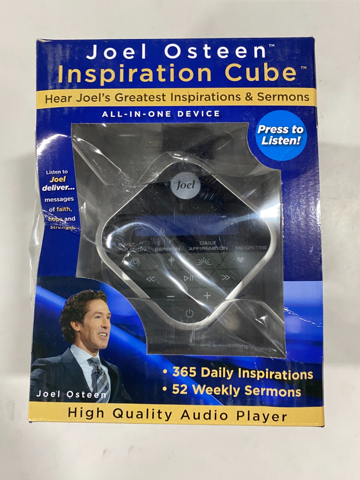 Joel Osteen Inspiration Audio Cube With 52 Weekly Sermons and 365 Inspirations