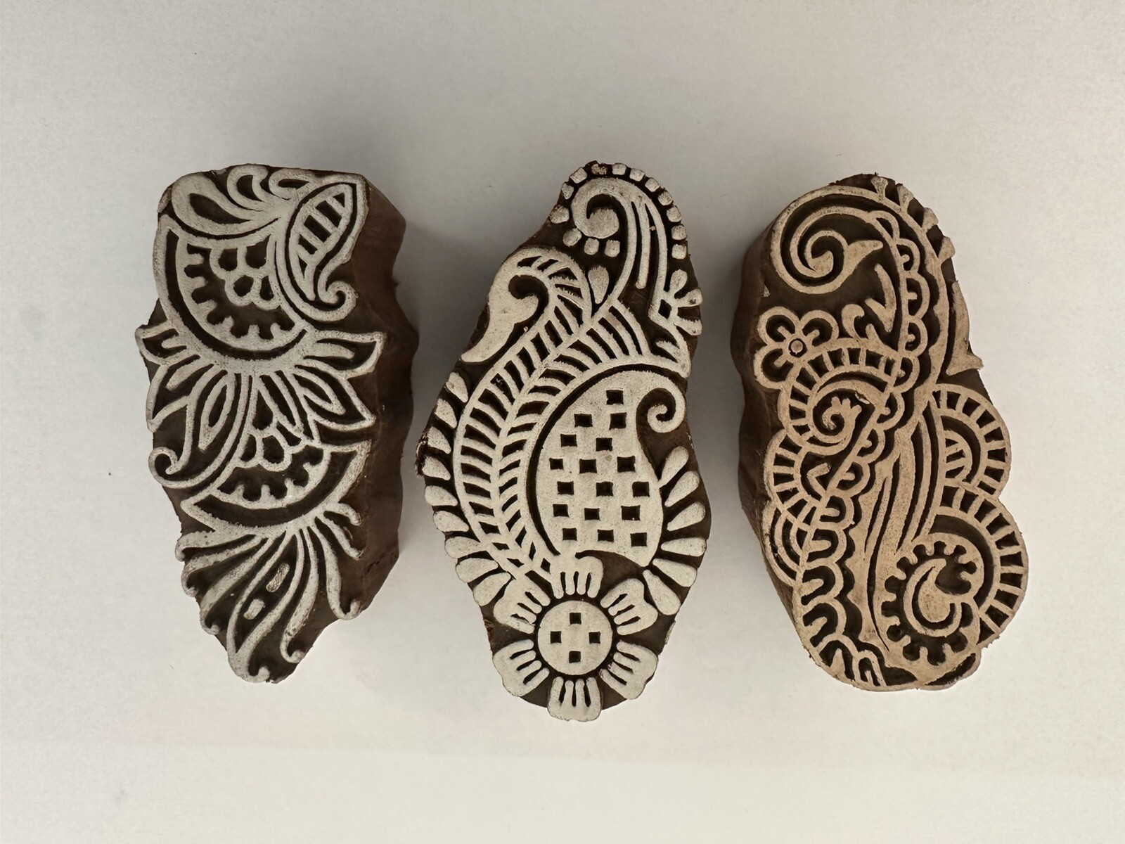 Set of 3 Shapes various Design Printing Block Wooden Stamp New WBS3