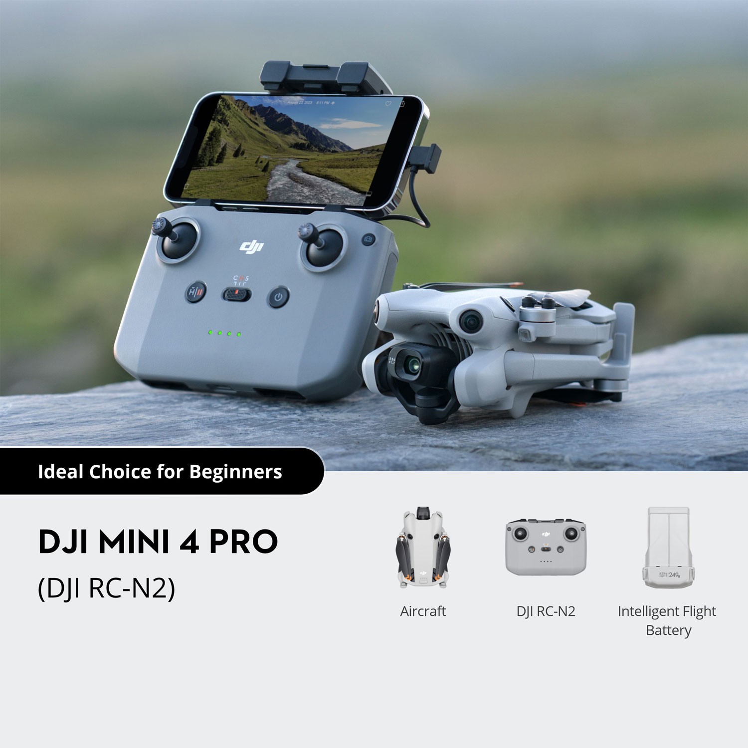 DJI Mini 4 Pro 4K HDR Folding Drone with RC-N2 Remote Kit