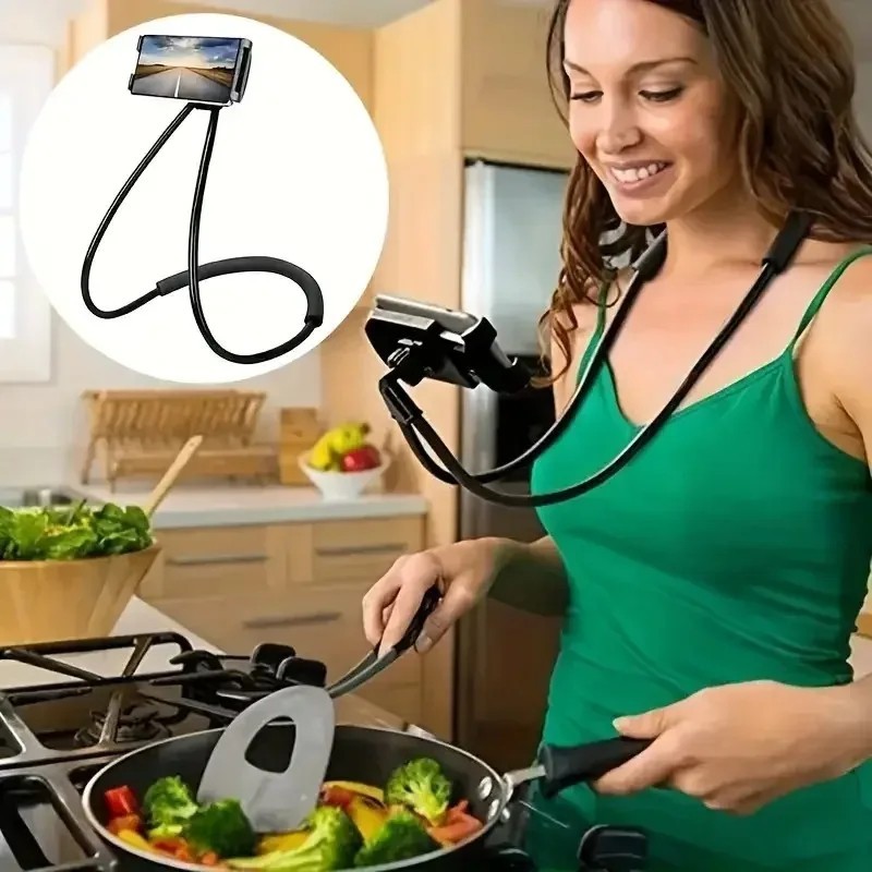 Universal Mobile Phone Holder Extendable Neck Hanging Selfie Stick Rack