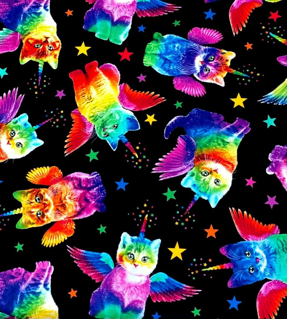 Half Mt Rainbow Cat Flames Timeless Treasures Fabric