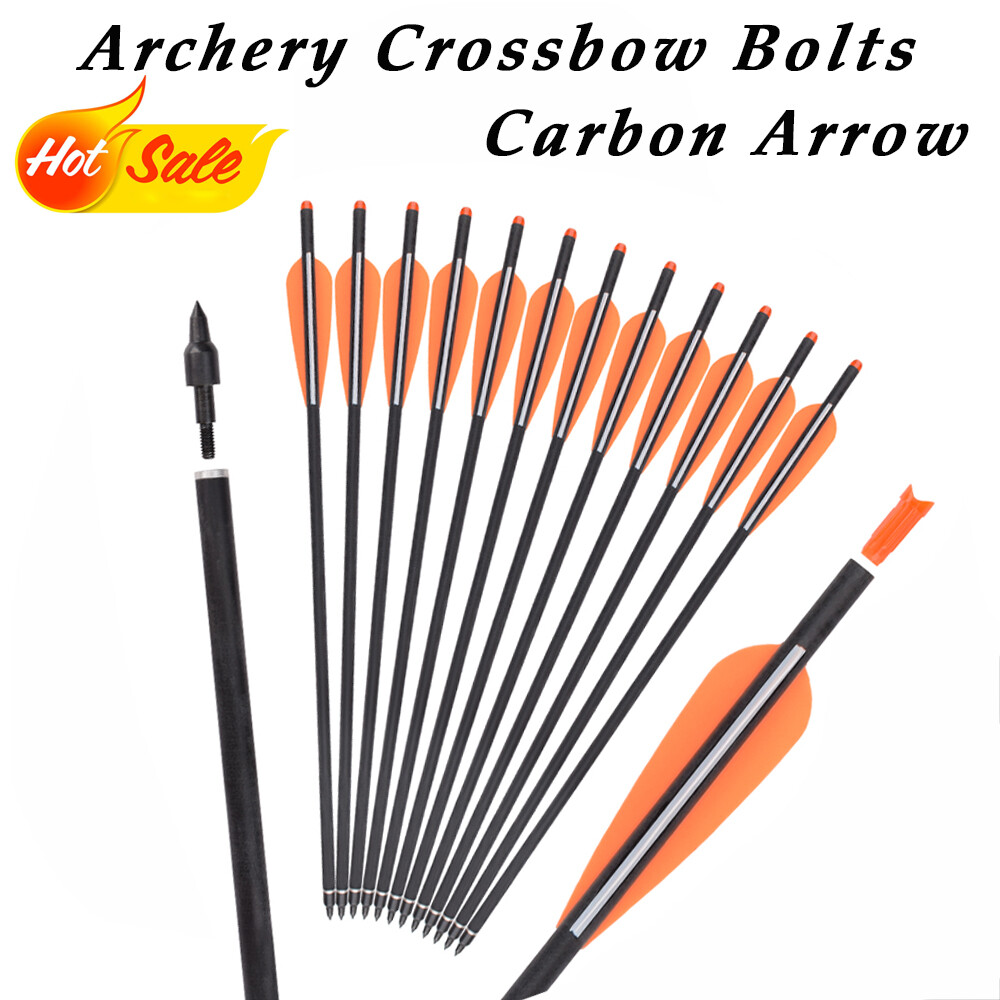 16-22" Carbon Shaft Arrows Crossbow Bolts for Archery Bow Hunting Shooting 6/12