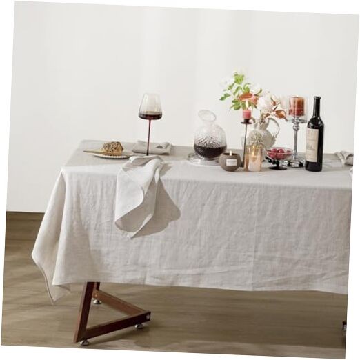 Linen Tablecloth 100% Pure Linen Table 108" x 60" (Rectangular) Natural Linen