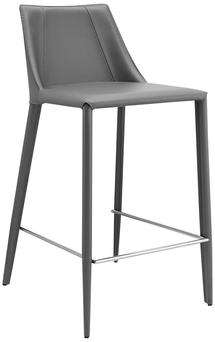 Euro Style Kalle 26" Gray Leather Modern Counter Height Stool