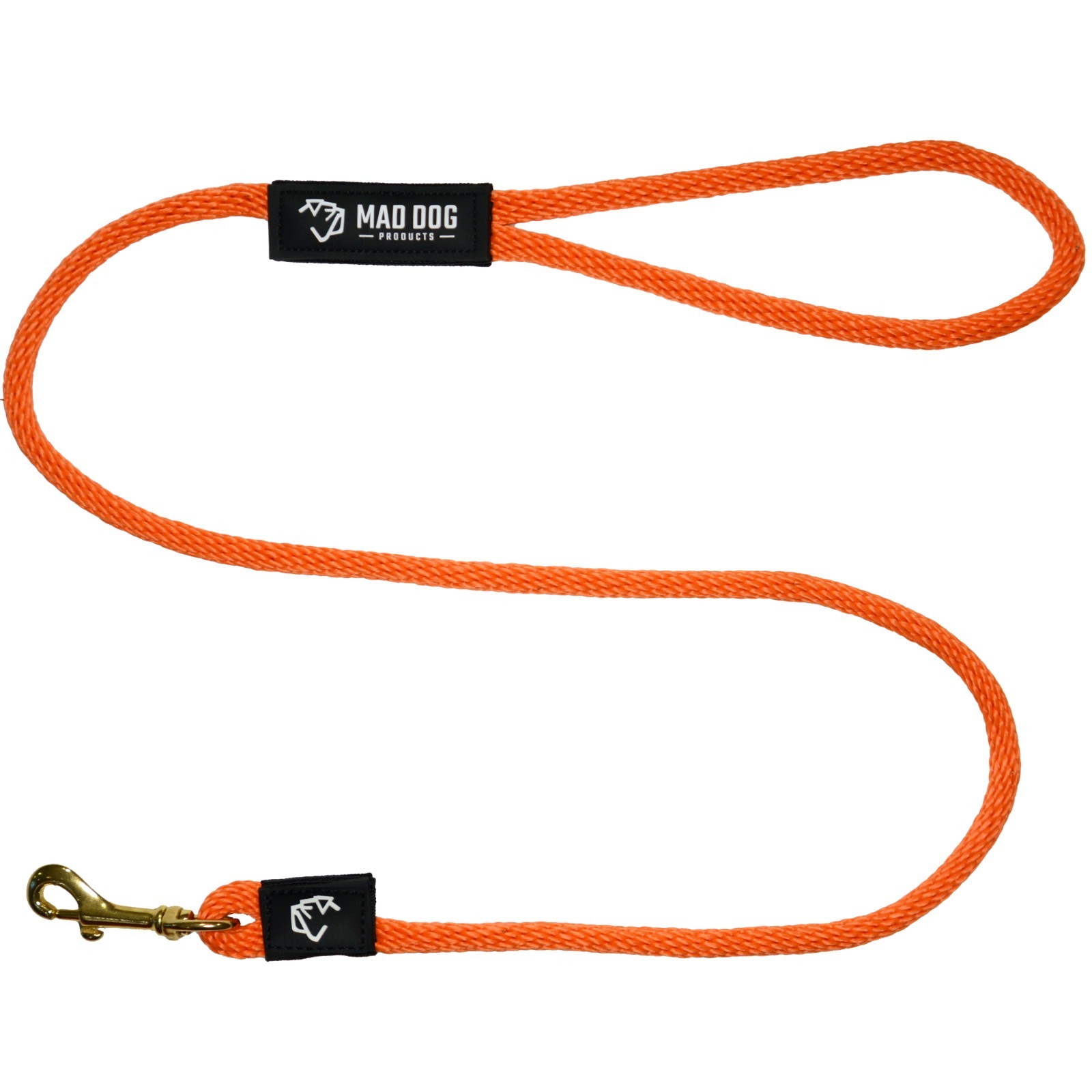 Mad Dog Products Standard Clip Dog Leash 1/2” x 4’ Orange Signature Rope