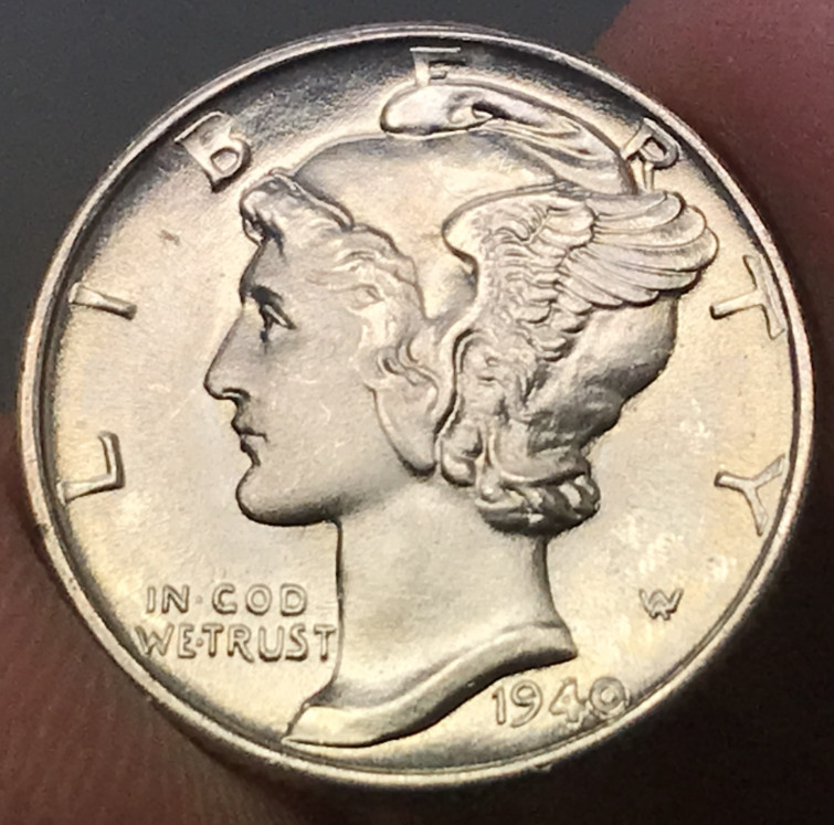 1940 10C Silver Mercury Dime Uncirculated