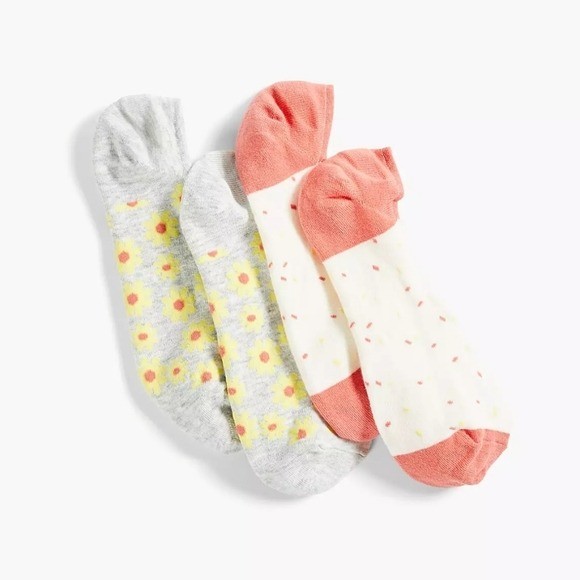 Lane Bryant Womens 2 Pairs No Show Socks Floral Confetti Shoe Size 8 12