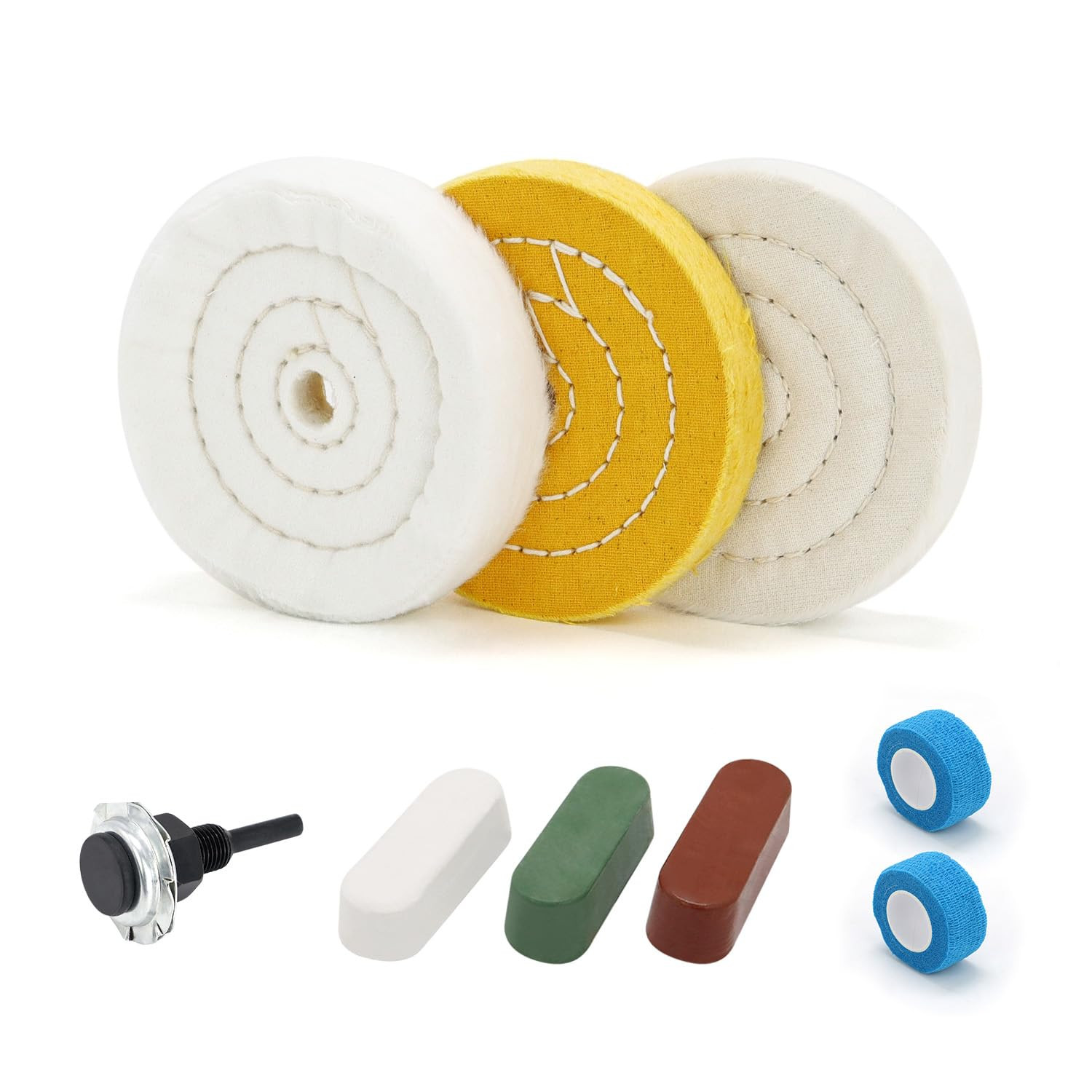 4Inch Buffing Polishing Wheel with 1/4" Shank for Drill, 1/2" Arbor Hole,Soft/Fi