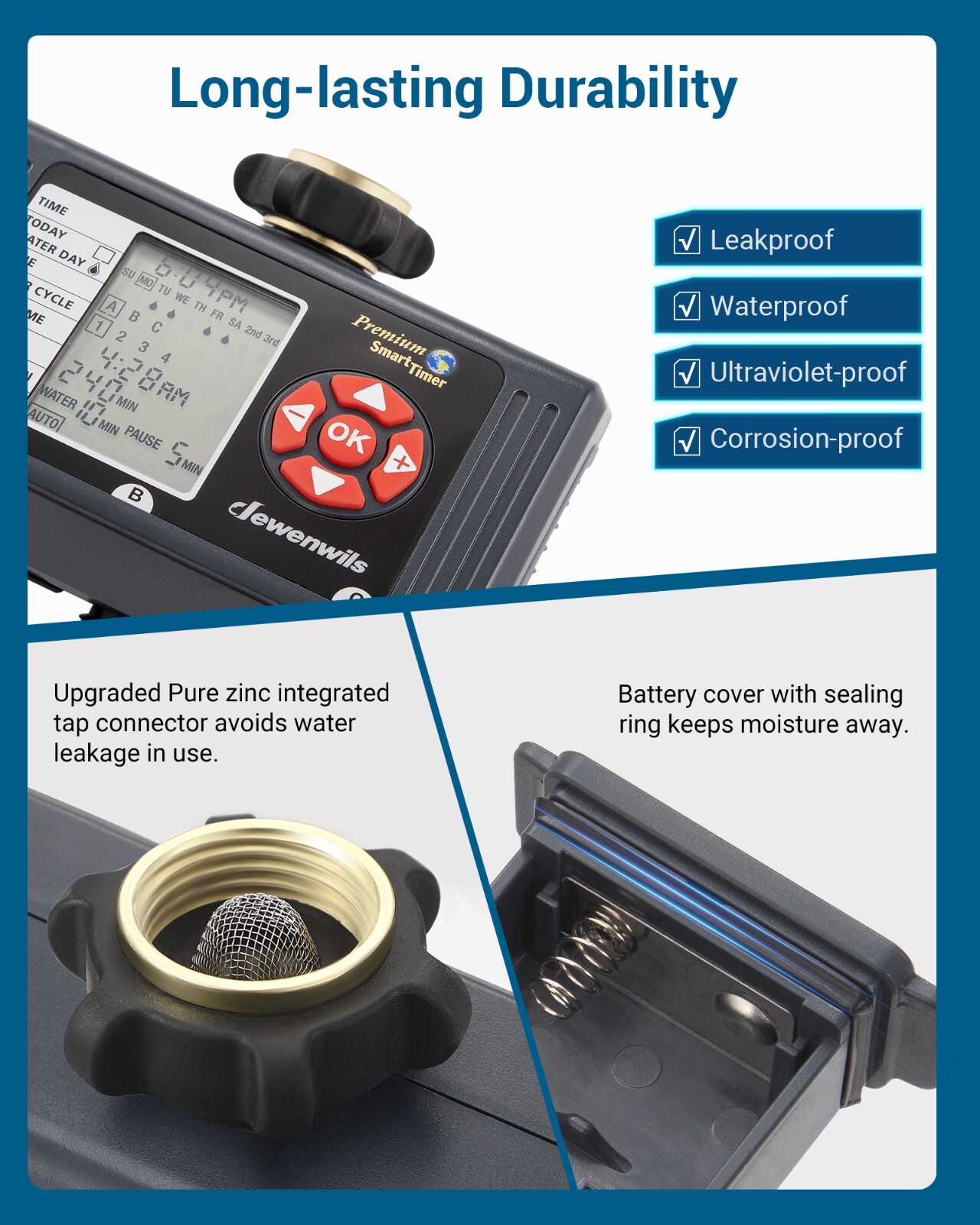 DEWENWILS Sprinkler Timer 3 Zone Hose Water Timer with 4 Programmable Procedures