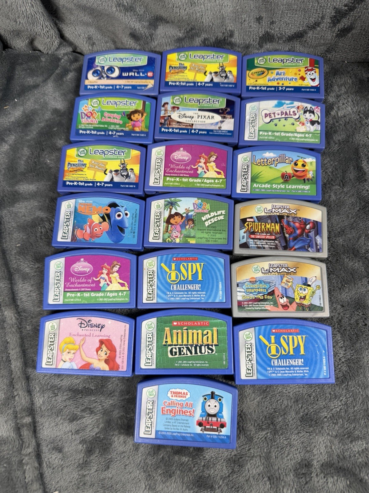 LeapFrog Leapster Dora Spiderman Thomas Disney Lot of 19 Game Cartridges