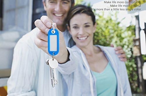 20 or 120 Pack Plastic Key Tags with Label Window ID Tag & Split Ring Keychain