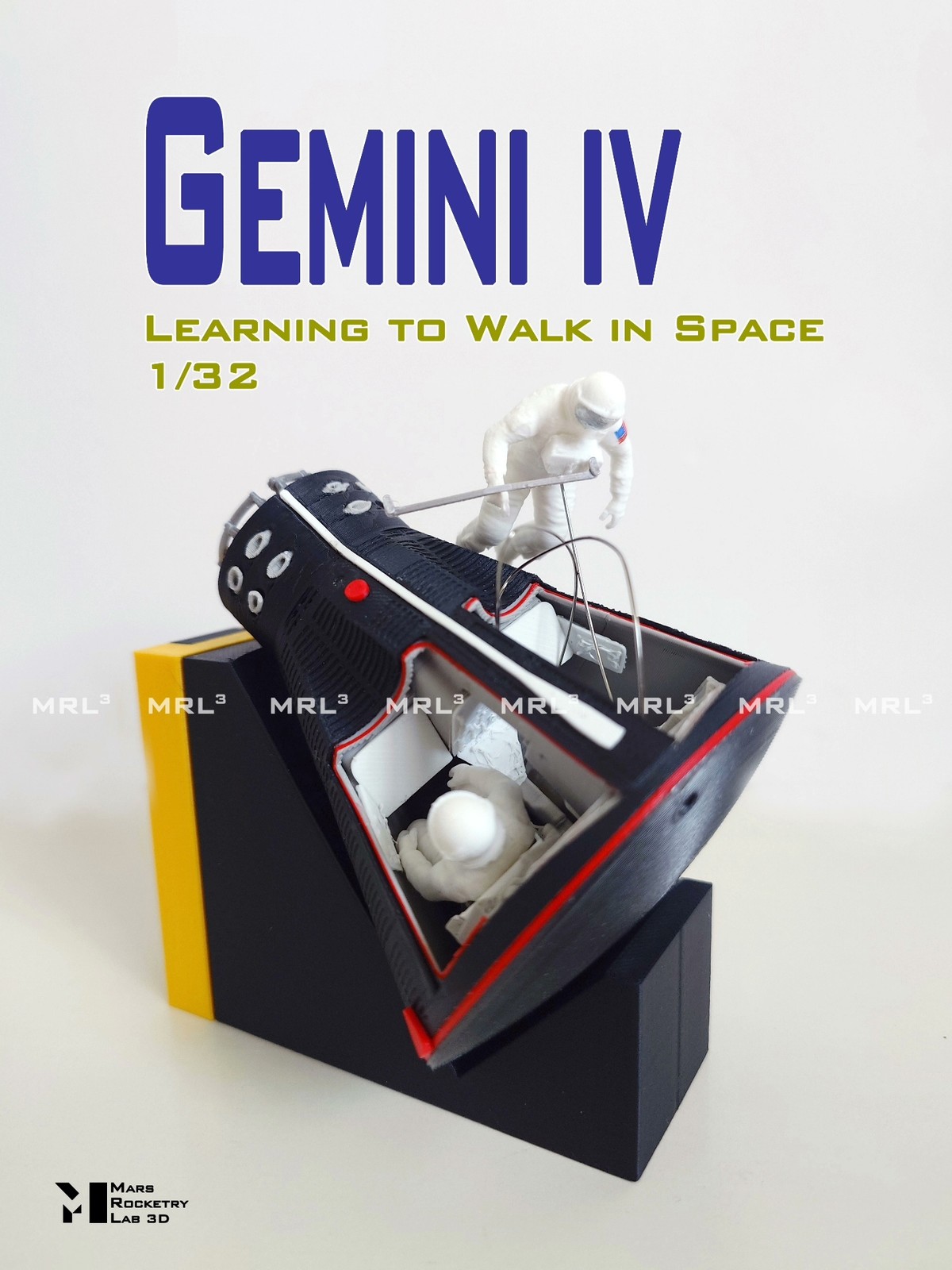 1:32 NASA Gemini IV Mission Spacecraft Capsule & Astronaut Painted 3D Model Set