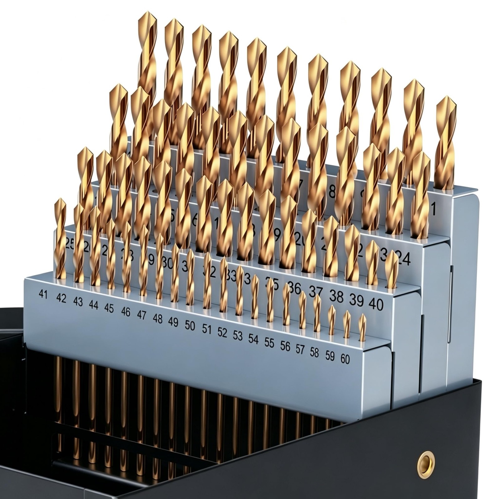 60pcs Cobalt Number Size Drill Bit Set, 4341 High Speed Steel Drill Bit Set
