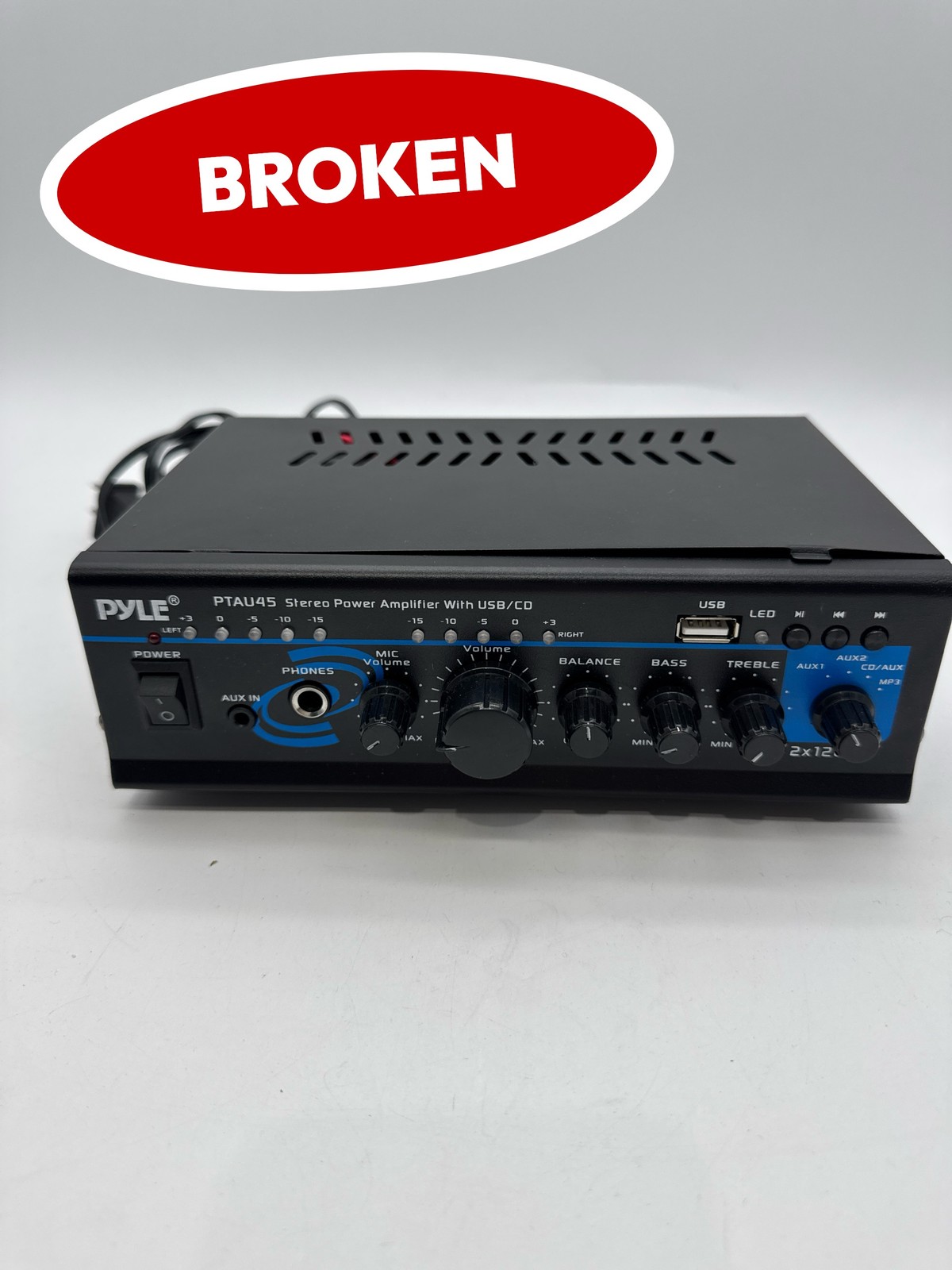 (BROKEN) Pyle Power Amplifier Bluetooth 2x120W 2 Channel Stereo PTAU45.5