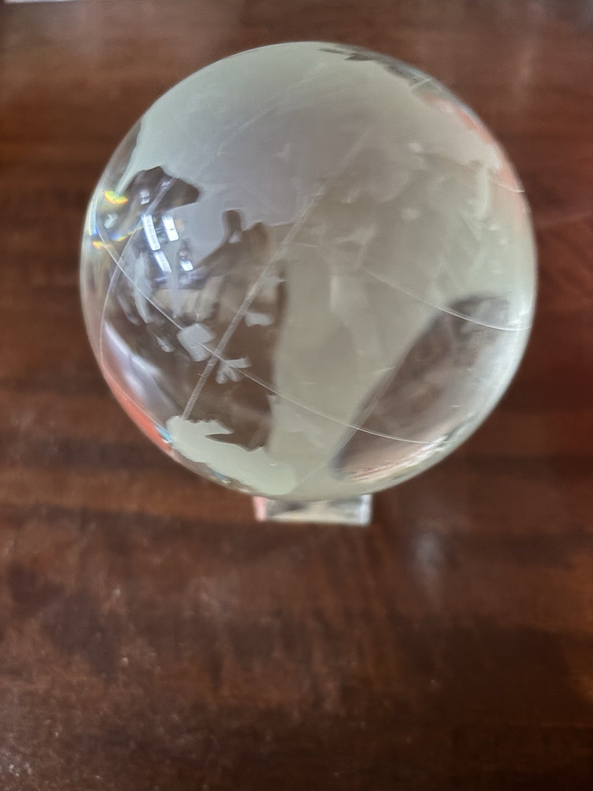 Clear Glass Globe 4 1/2 Diameter perfect condition comes with base FAST SHIPPING