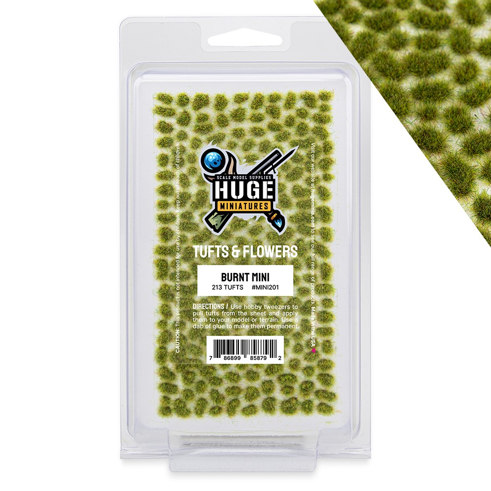 Huge Miniatures Mini Grass Tufts, Burnt Huge Minis – 200+ Self-Adhesive Tufts