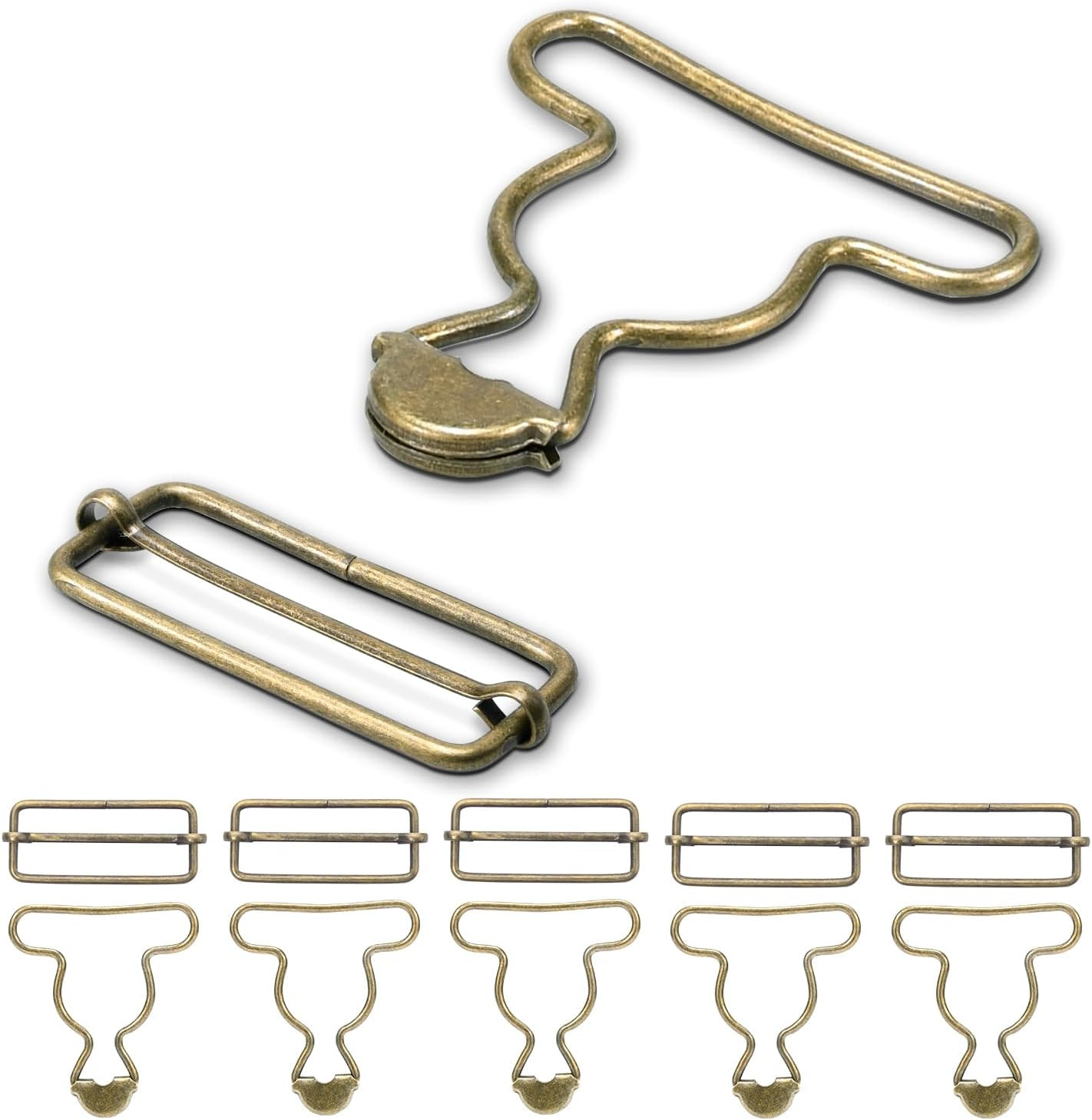 6 Sets 1-1/2" Overall Buckles Replacement, Suspender Buckle Metal Bib Clip Clasp