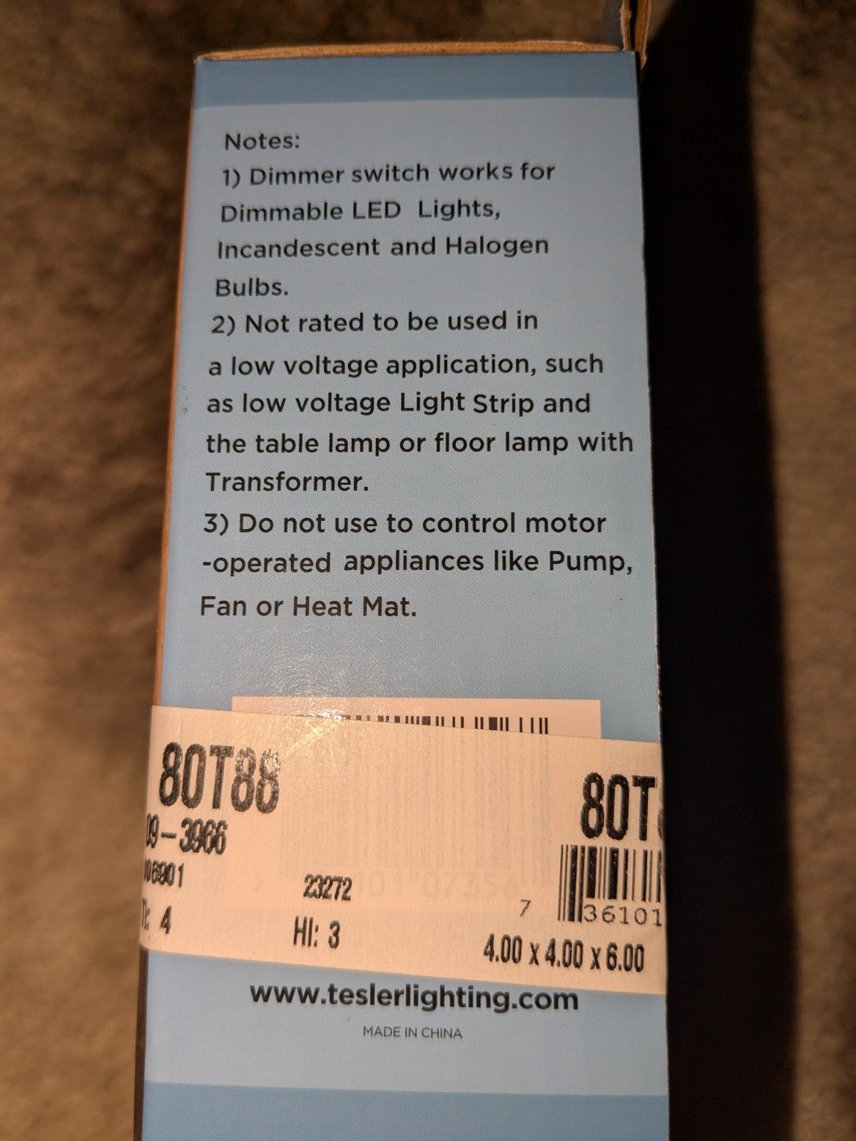Tesler Lamp Dimmer 80P40 NEW In Box