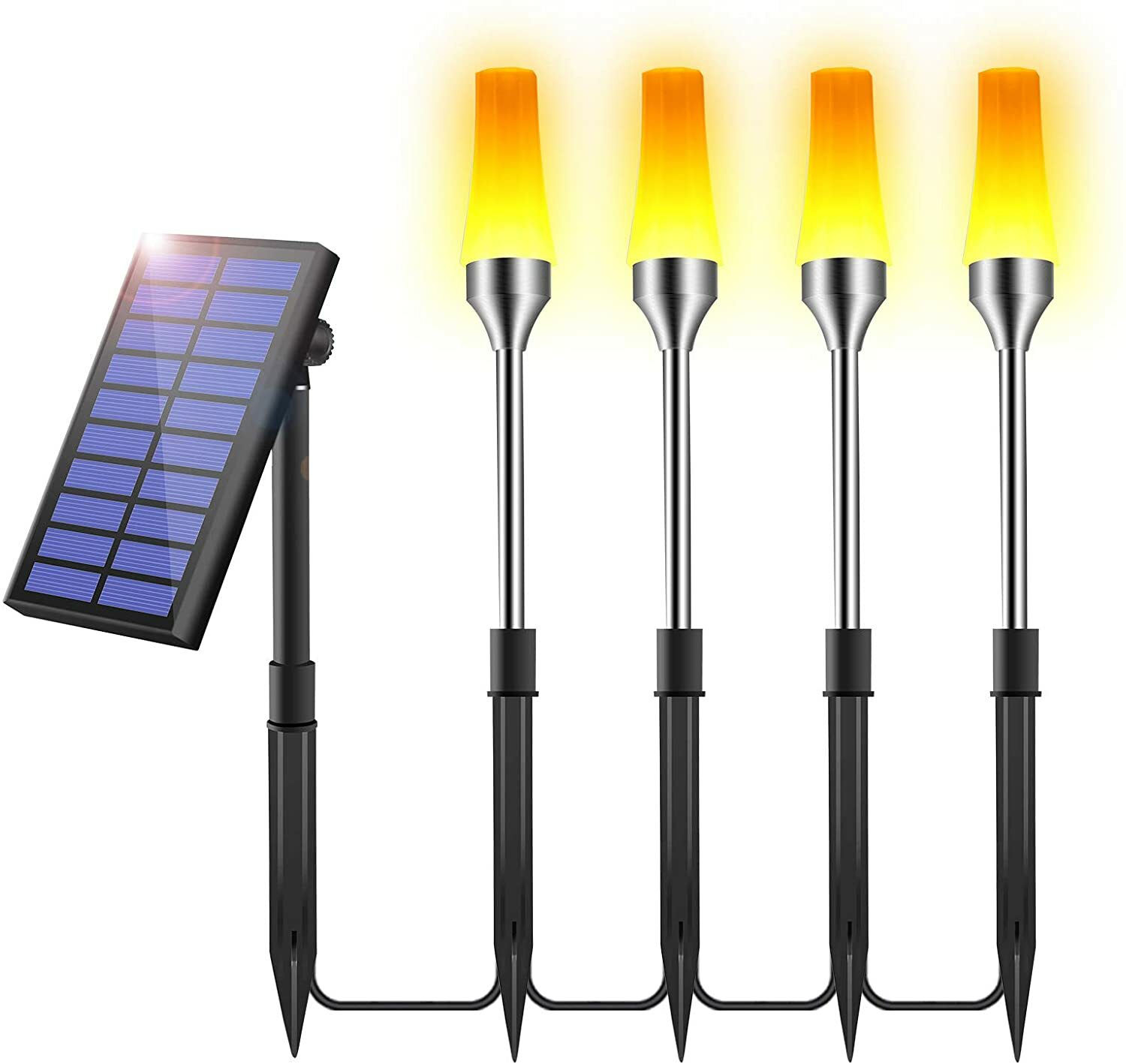 GreenClick Solar Pathway Light Outdoor Solar Powered Auto On/Off 4 Pack NEW