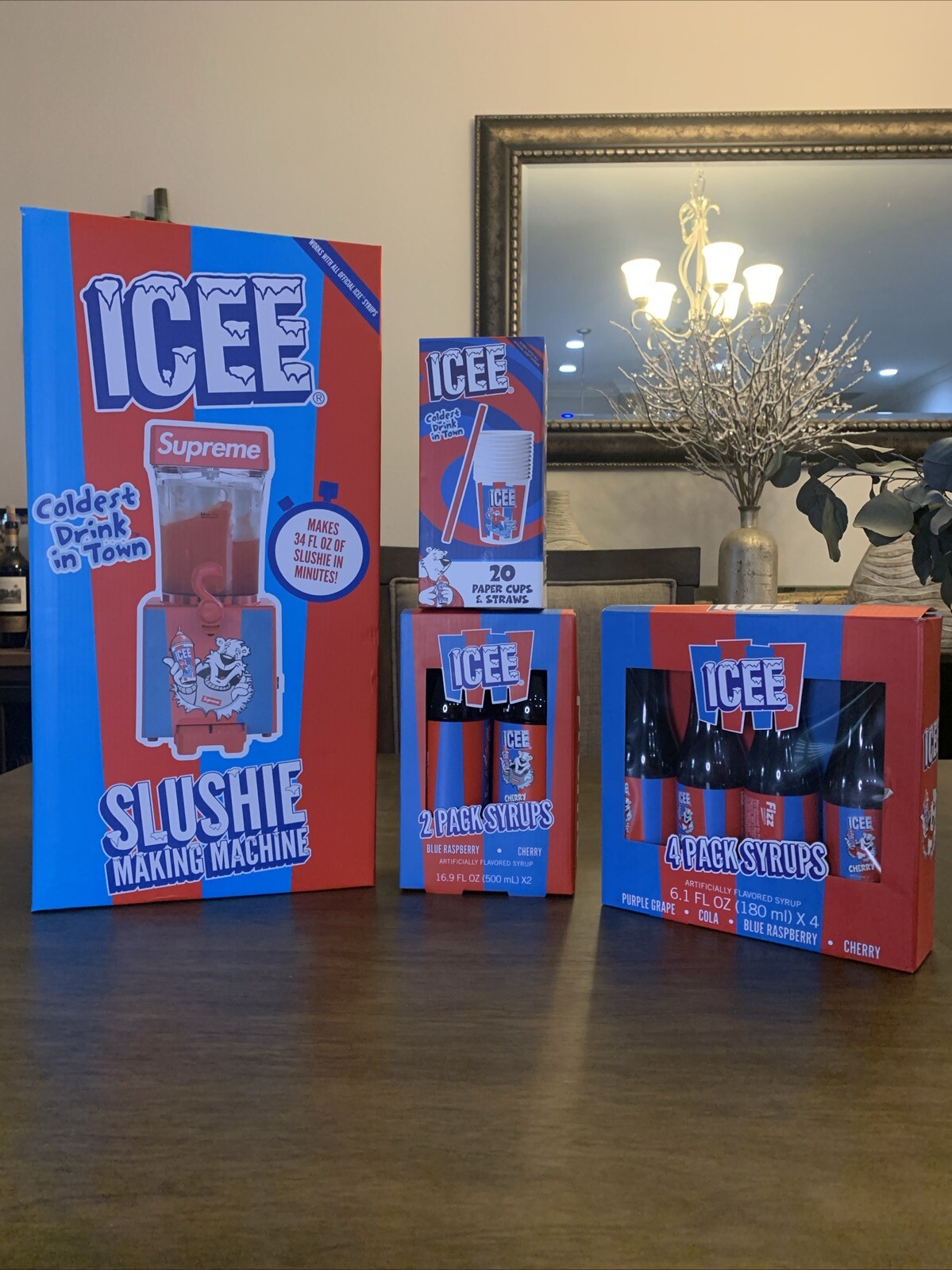 SUPREME ICEE SLUSHIE MAKING MACHINE, CUPS & STRAWS, SYRUPS SET REPUTABLE SELLER