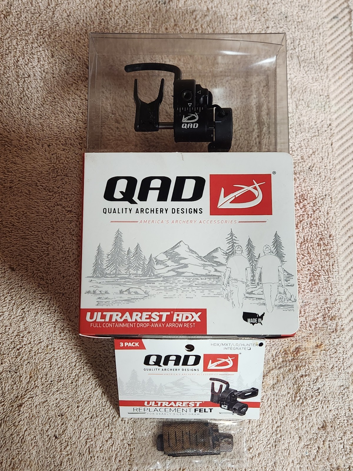 QAD Ultrarest HDX Black RH Arrow Rest  Also Comes With Felt Padding Kit