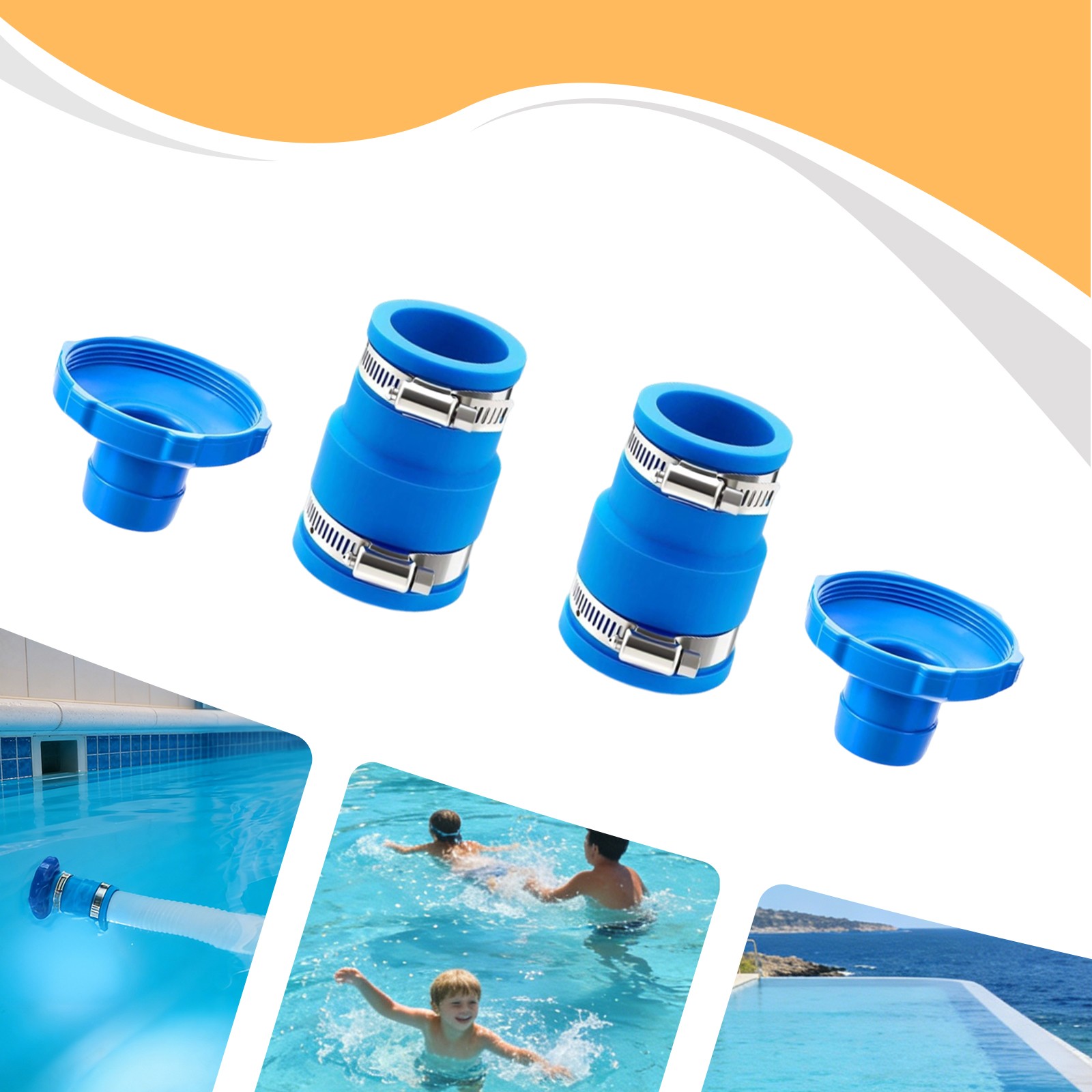 2pcsVacuum Hose Adapter, Pool Skimmer Hose Connector Kit, Swimming Pools Adapter