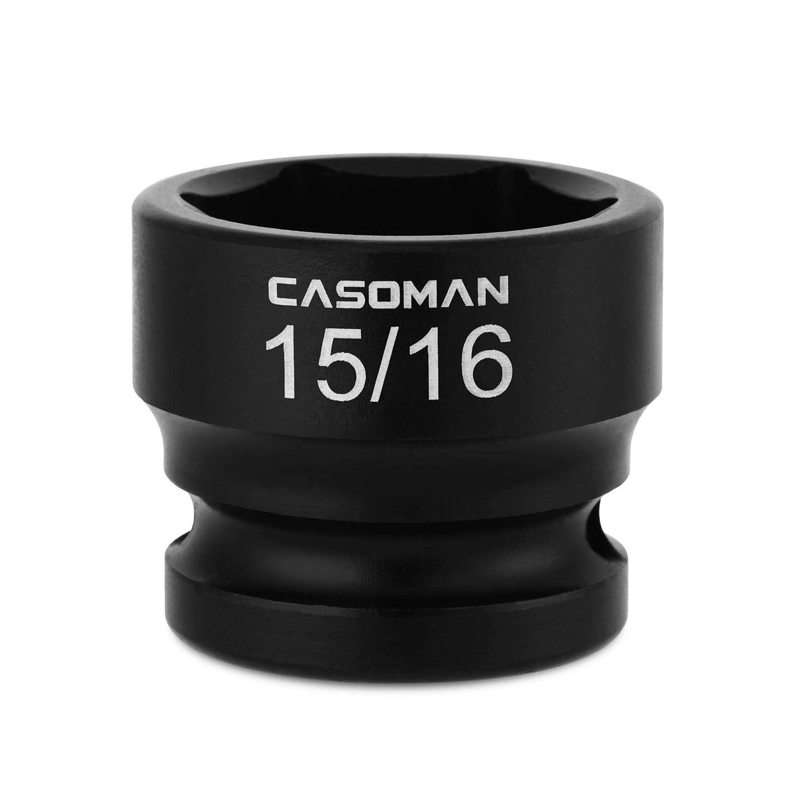 CASOMAN 1/2" Drive 15/16" Stubby Impact Socket Set, 6-Point, 1.1" 15/16-Inch