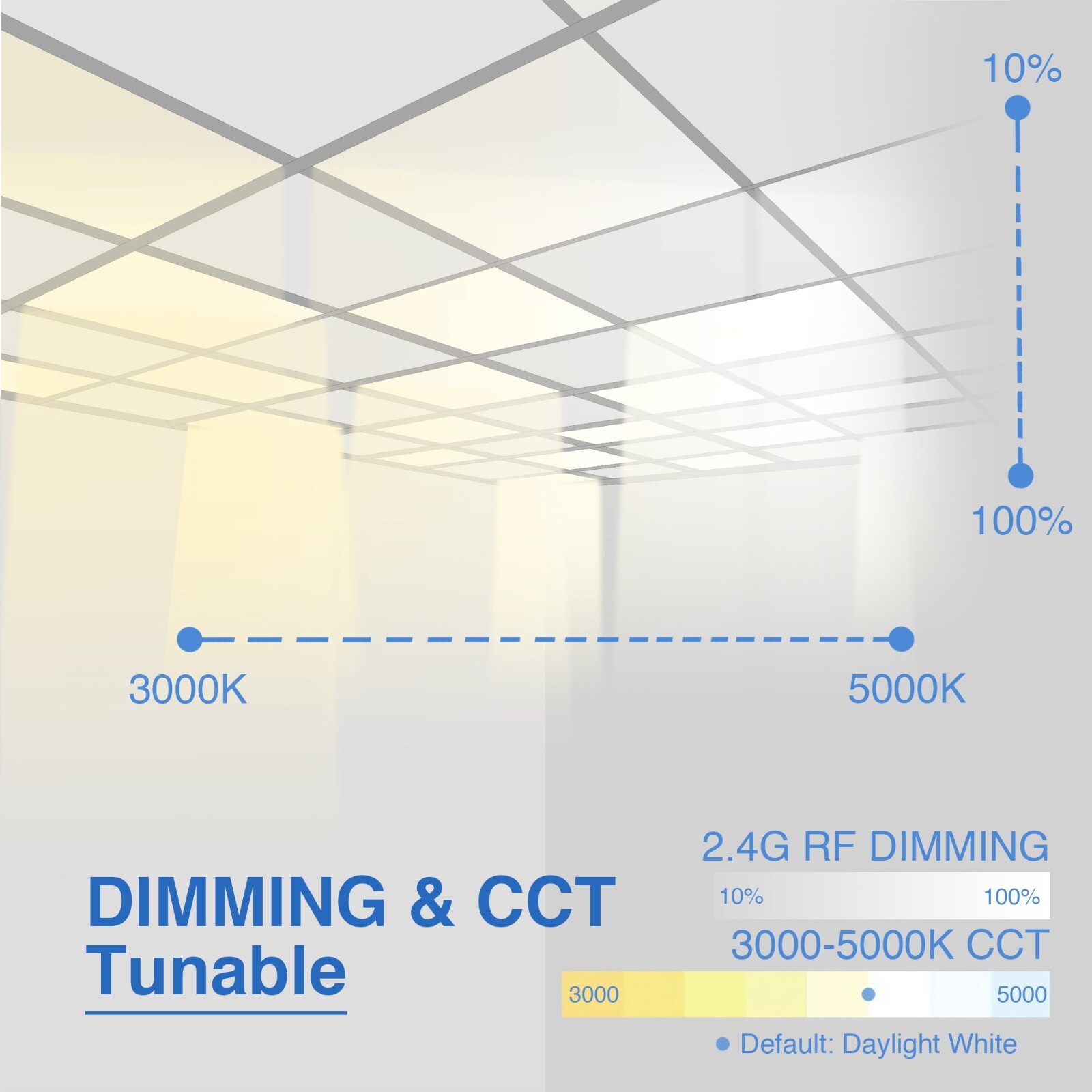 2Pc 1X4 LED Flat Panel Ceiling Shop Office School Edgelit Remote Control Light