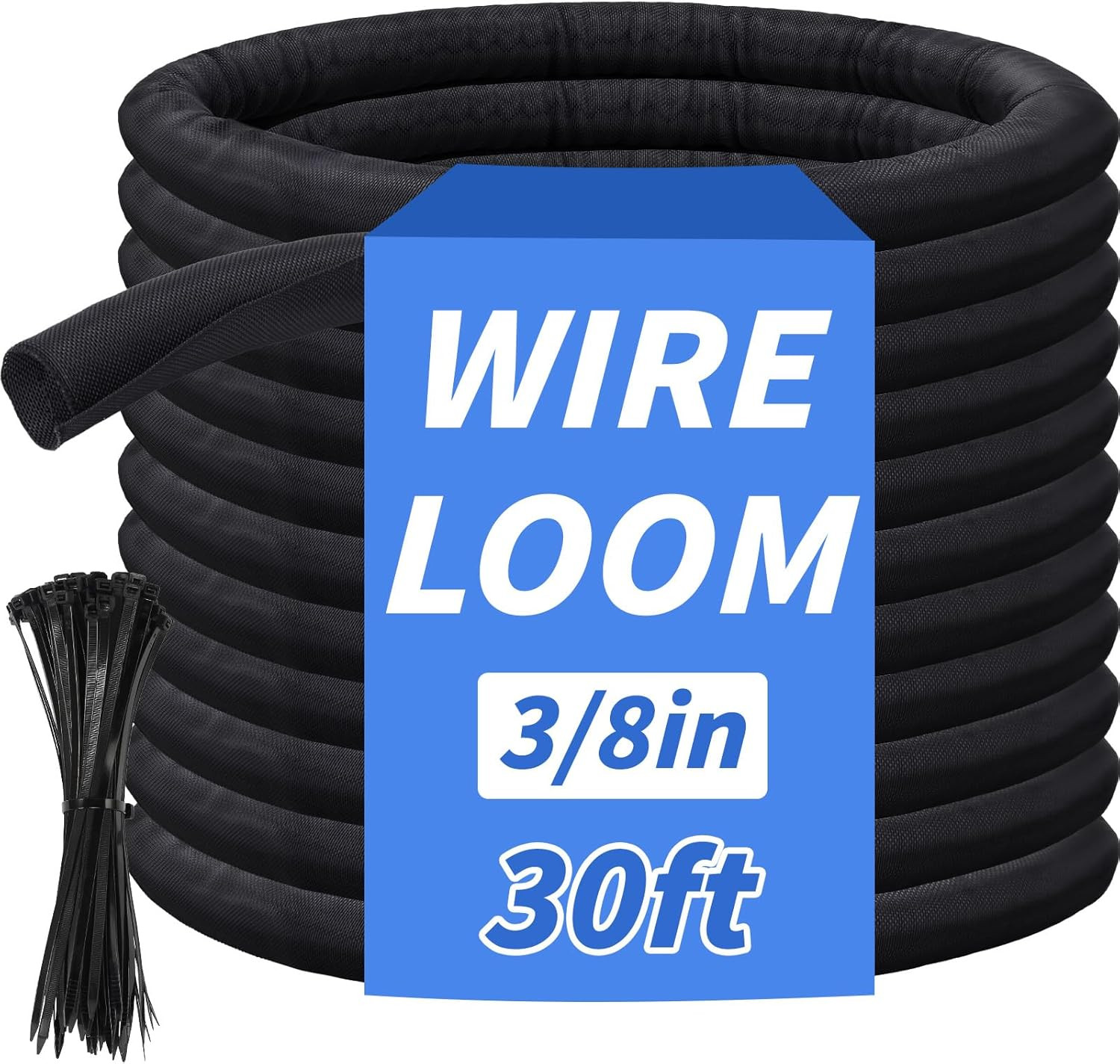 30FT Split Braided Sleeve Cable Management, 3/8 Inch Wire Loom Tubing Cord Prote
