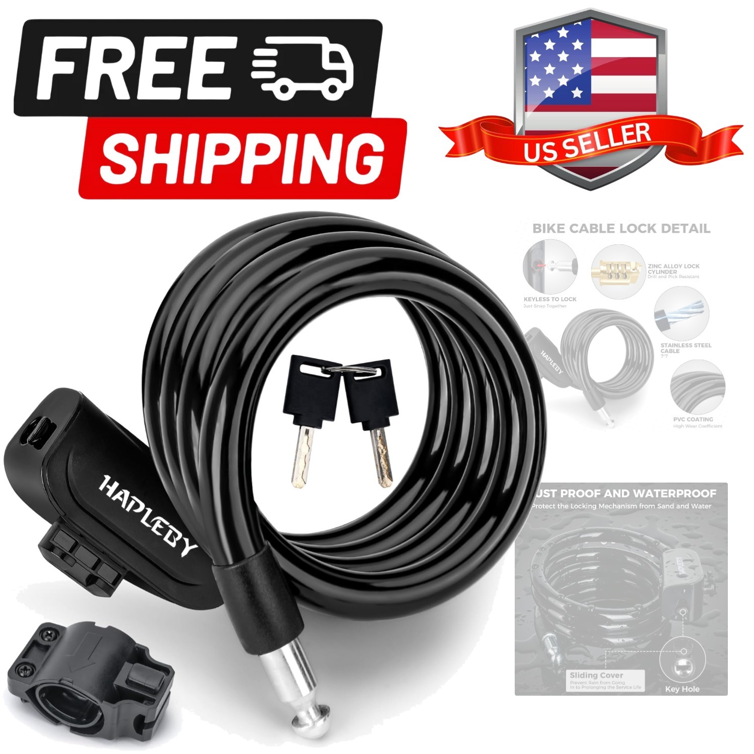 Bike Lock with 2pcs Keys, Professional Bike of 4 Feet, Heavy Duty Bicycle Loc...
