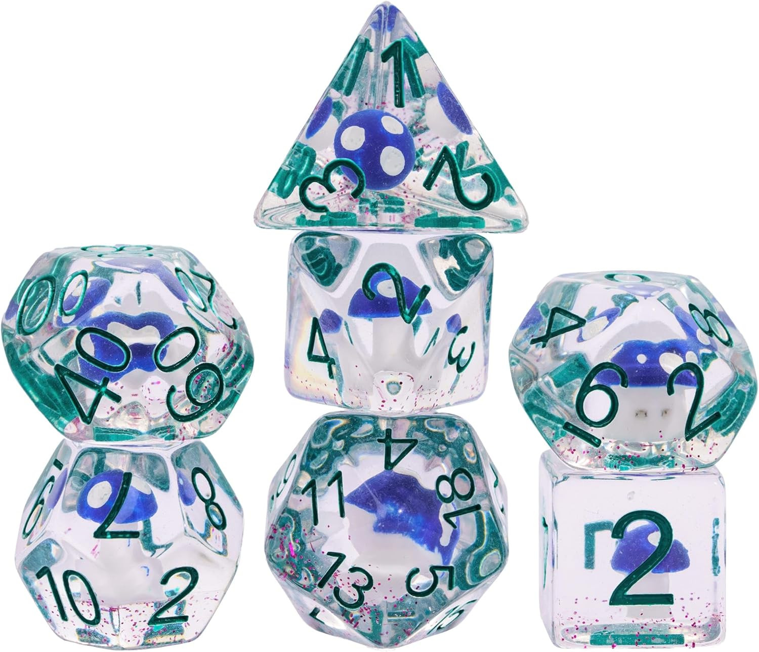7PCS Polyhedral Dice Set, Mushroom D&D Dice Set for Role Playing Games and RPG T