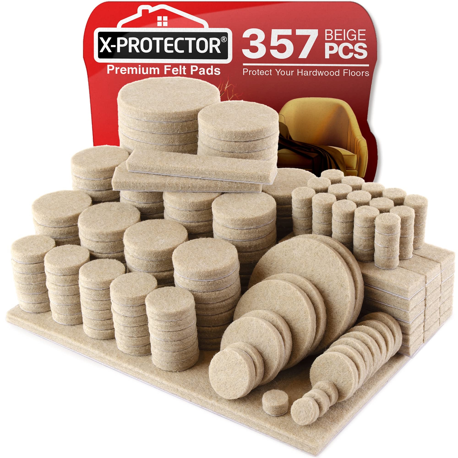357 pcs Beige Felt Furniture Pads  Huge Quantity of Furniture Pads for Hardwo...