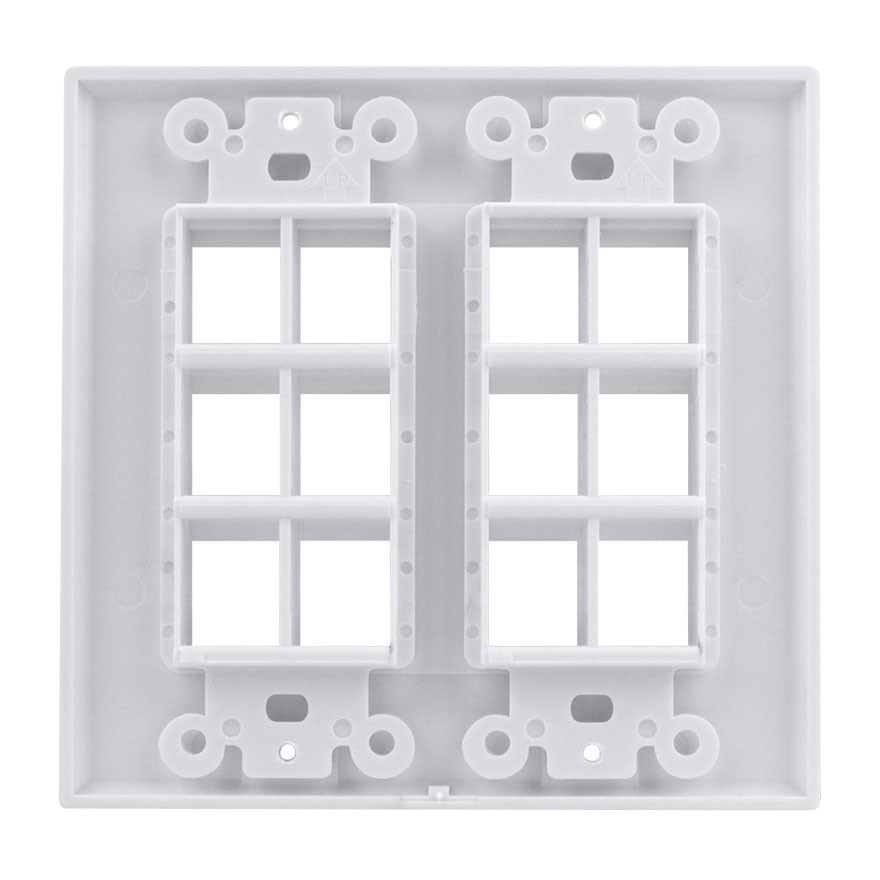 Construct Pro 12-Port Keystone Wall Plate White Network AV Faceplate Multi-Port