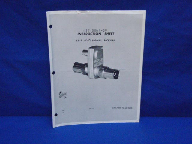 Tektronix CT-3 Signal Pickoff Instruction Sheet