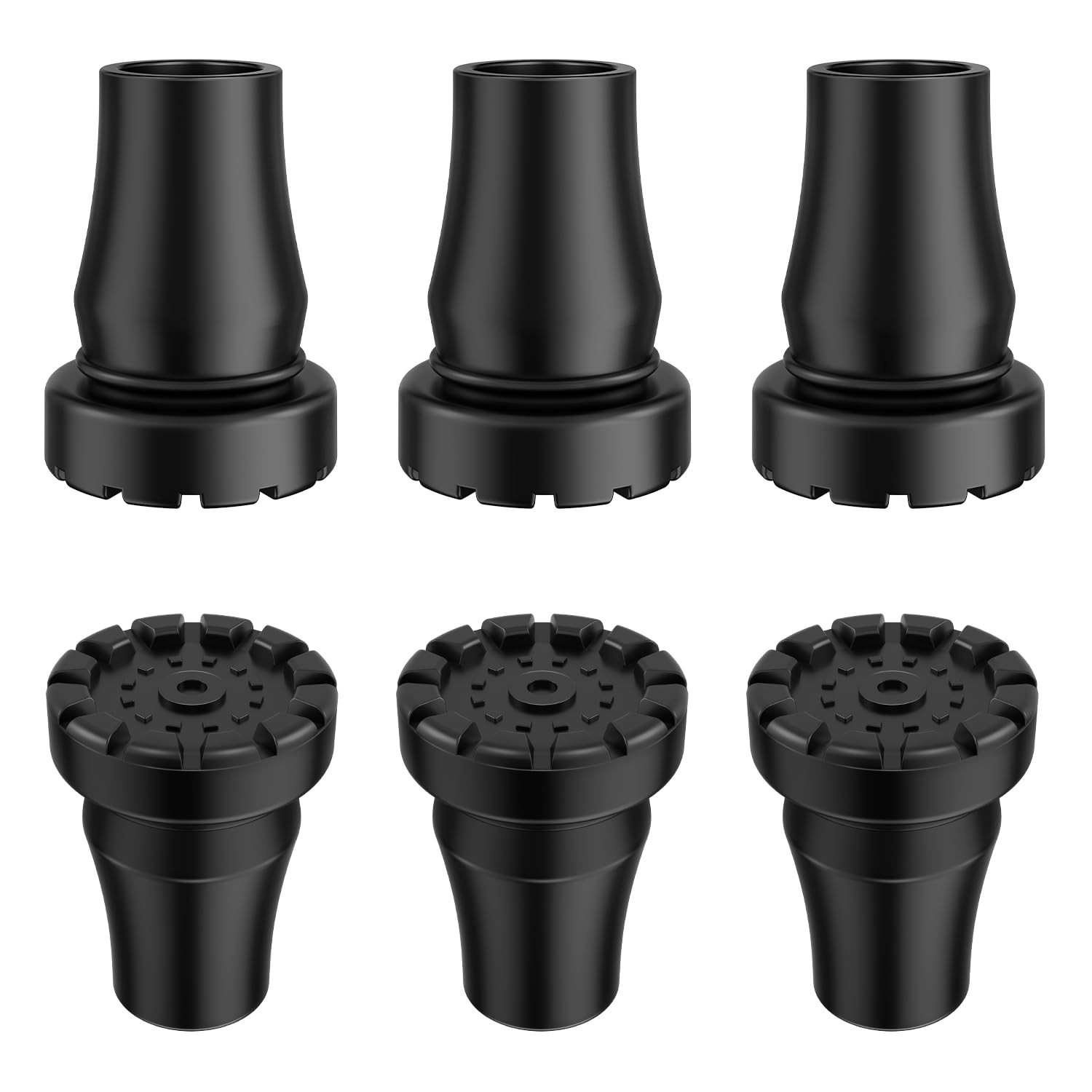 Cane Tips 5/8 Inch Black Anti Slip Replacement Rubber Walking Feet Caps 6 PCS