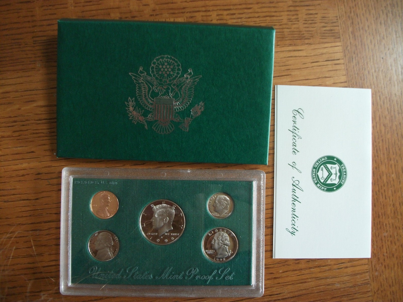 1998 S US Mint 5 Coin Proof Set w Display Case Free Shipping