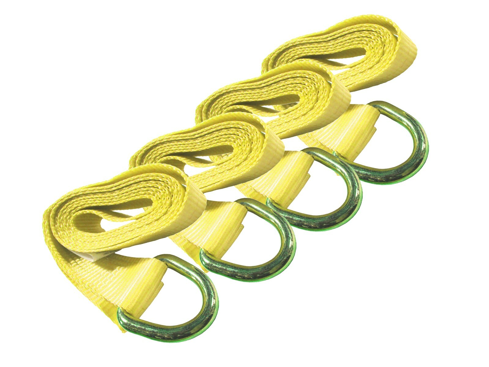4 Pack 10ft Lasso Straps w D-Ring 3,335 lb 2" Yellow Tie Down