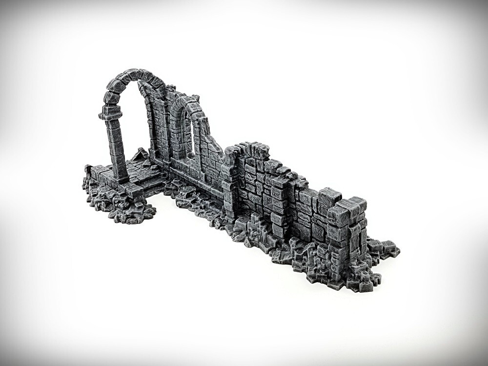Ancient Ruins - Temple Wall B (large) - Tabletop Wargaming RPG AoS WH40K terrain