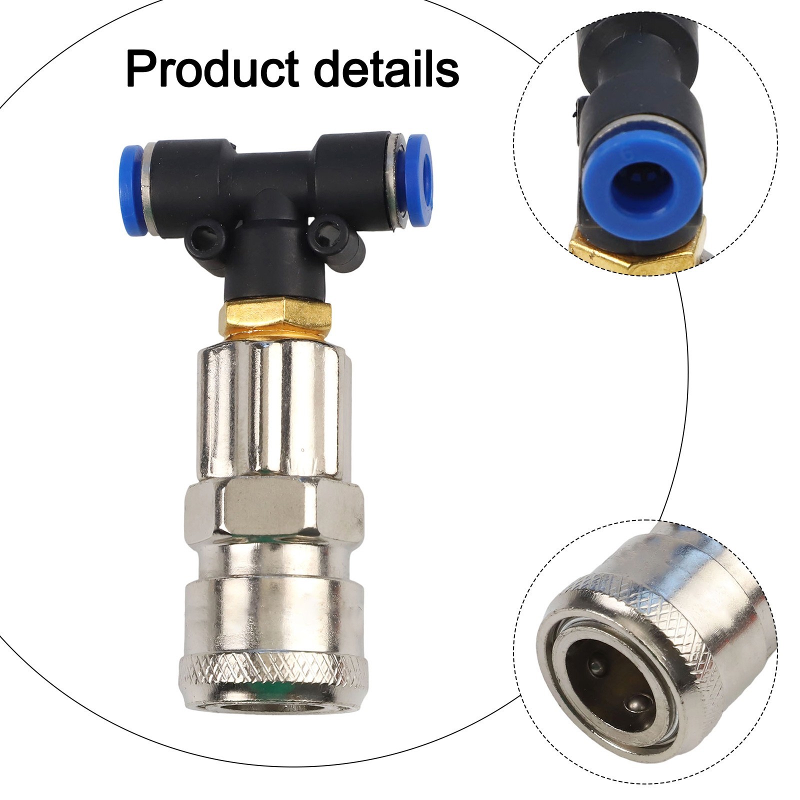 Three way Pneumatic Tank Connector Straight Through Joint Metal Material