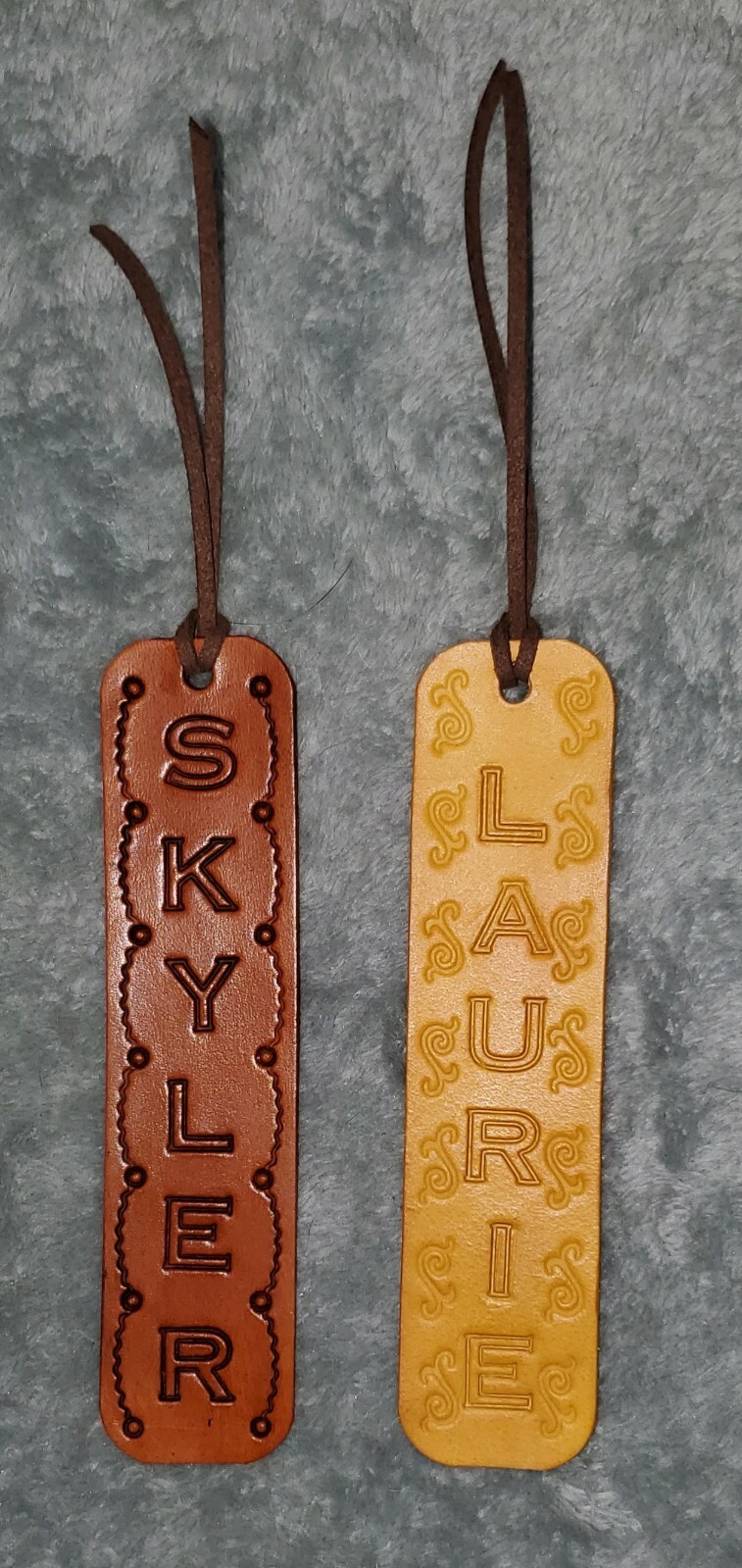 Personalized handmade leather bookmark. Great for back to school or gifts!