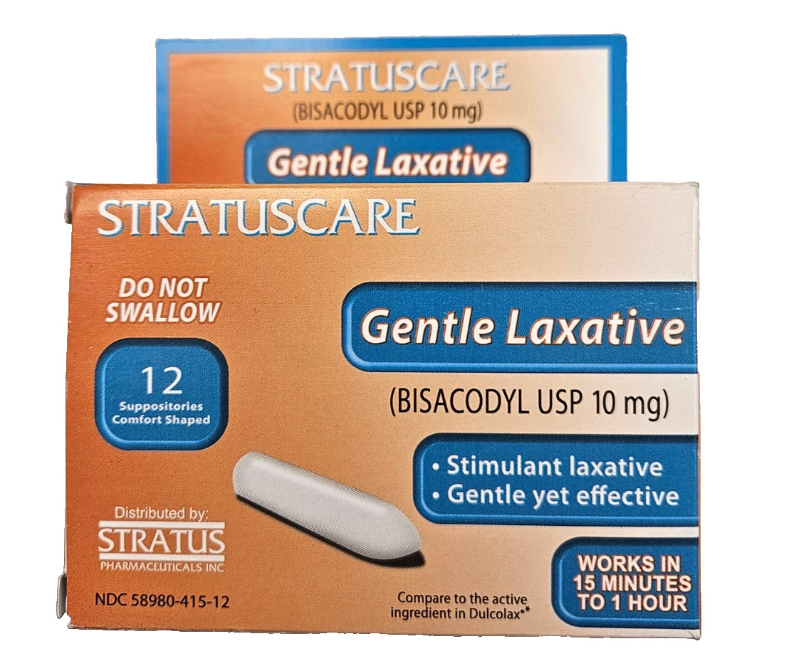 STRATUSCARE Bisacodyl 10mg Suppositories 12 count box ^^