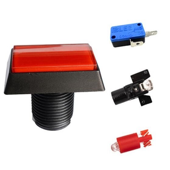 30*50mm Arcade Square Rectangle Buttons LED Push Illumilated W/ Microswitch p