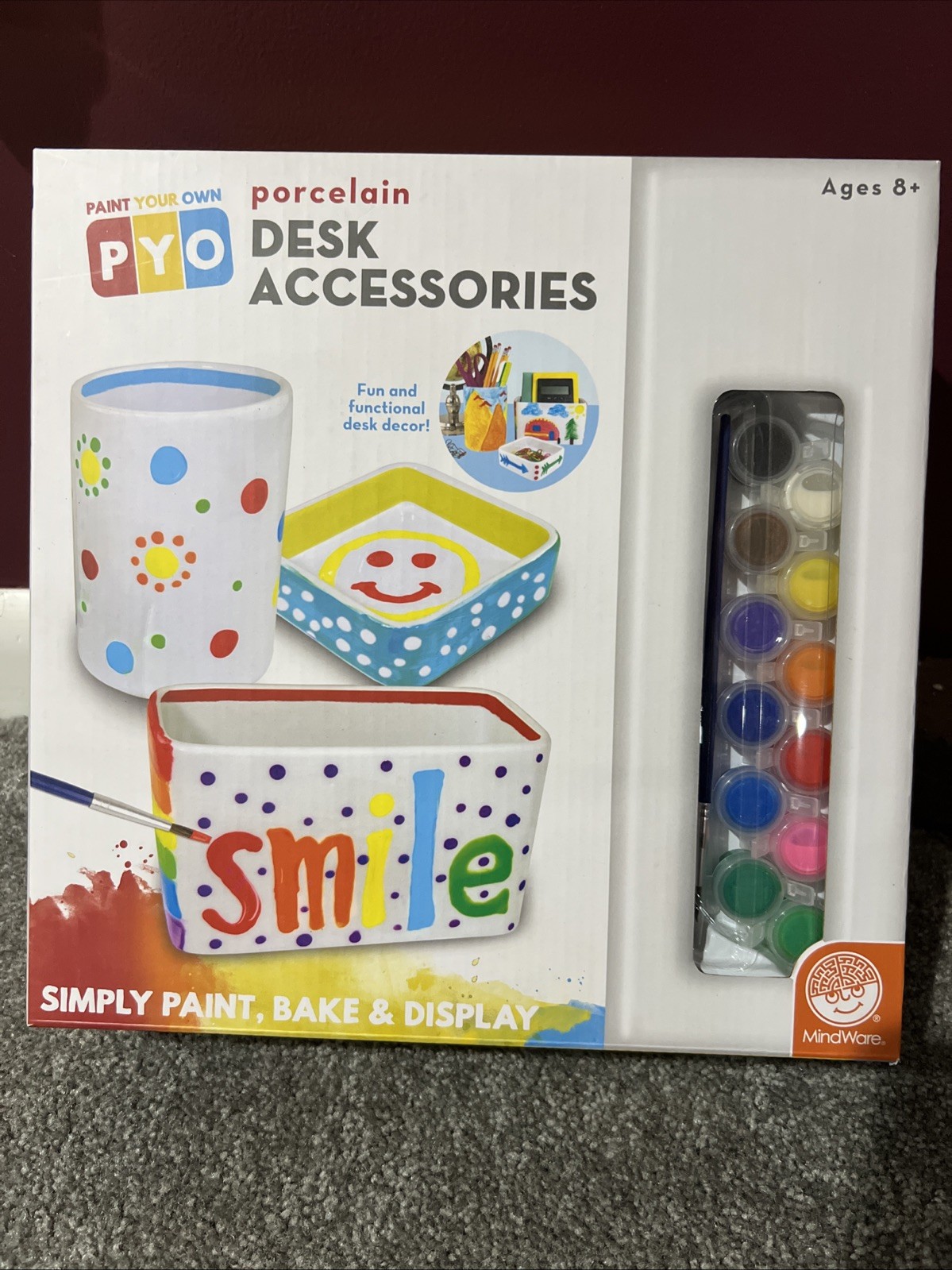 MindWare PYO Porcelain Desk Accessories Ready to Paint Set of 3 New In Box
