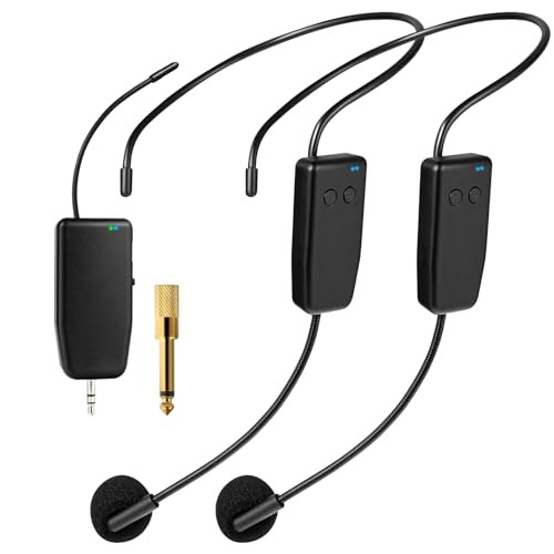 Wireless Microphone System for 2 People,160ft Range, 2.4G Dual Wireless