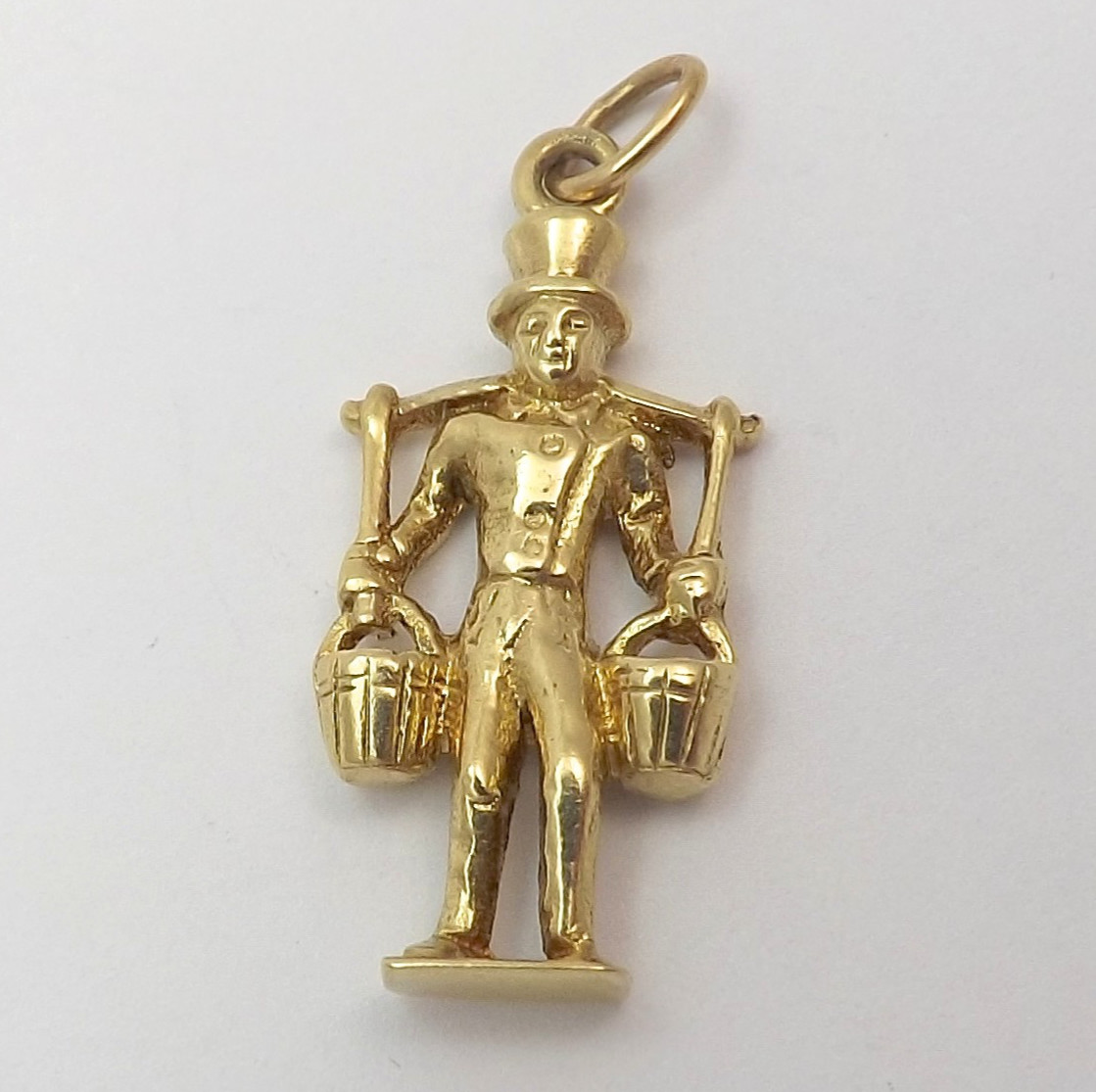 14k Gold Hans Hummel Hamburg Germany Mors Man Bucket Charm Pendant Setting Vtg