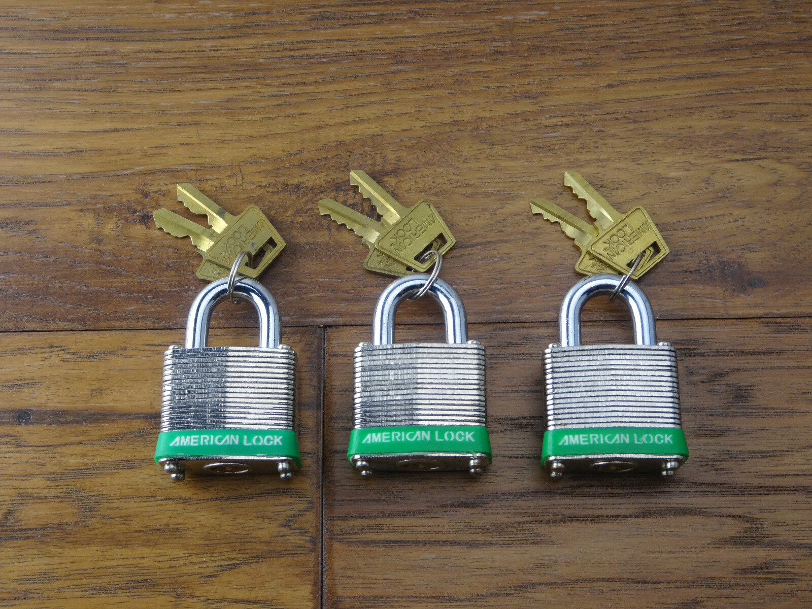 Qty. 3 - American Lock AL3 Laminated Padlock Green Made in USA NO BOX Free Ship