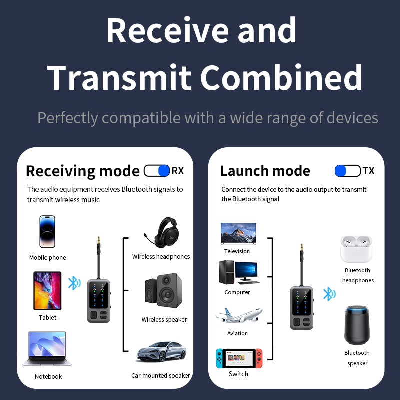 3.5mm Aux APTX Bluetooth 5.4 Receiver Transmitter Wireless Music Adapter